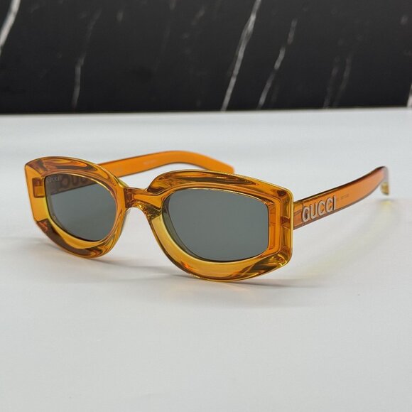 NEW GUCCI SUNGLASSES GG1719S 005 ORANGE GRAY EYEWEAR - Picture 1 of 10